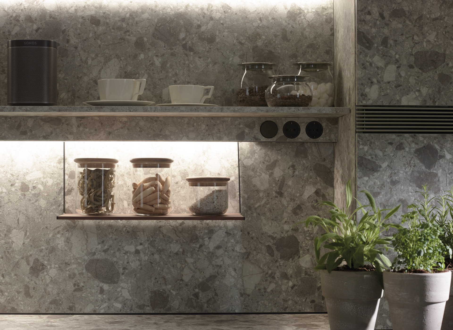 Estante multiusos en cocina lineal Santos