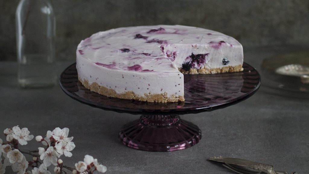 Receta de tarta de queso con arándanos en calendario 2017 de cocinas Santos