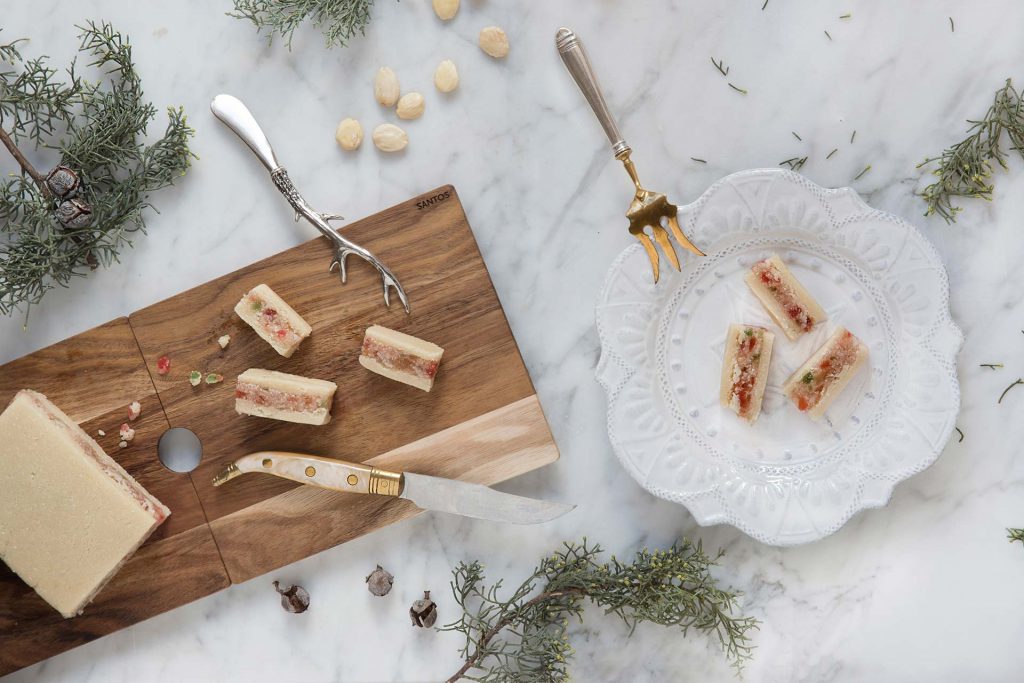 Recept voor noga van gekonfijt fruit op de kalender voor 2019 van Santos keukens
