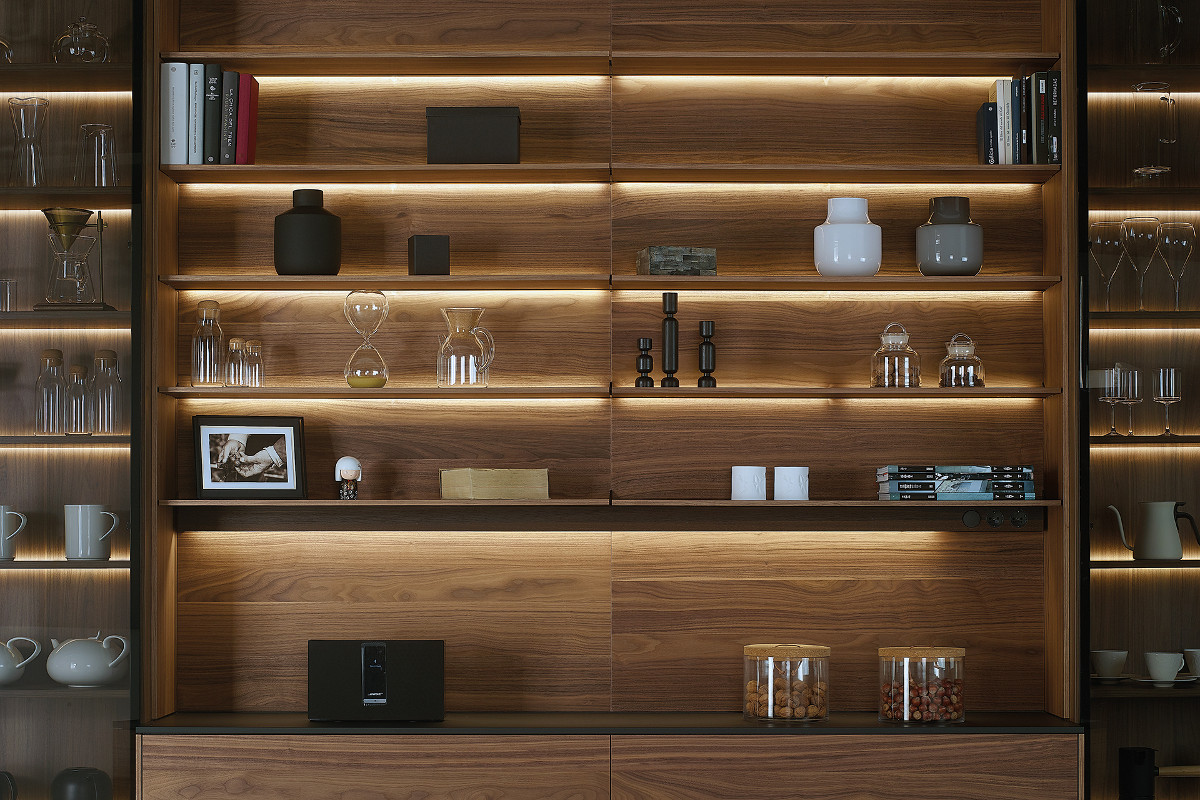 Santos kitchen glass door units with LED lighting