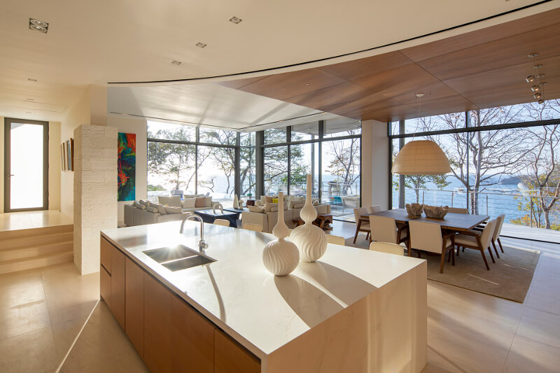 Santos kitchen with island in a luxurious holiday home