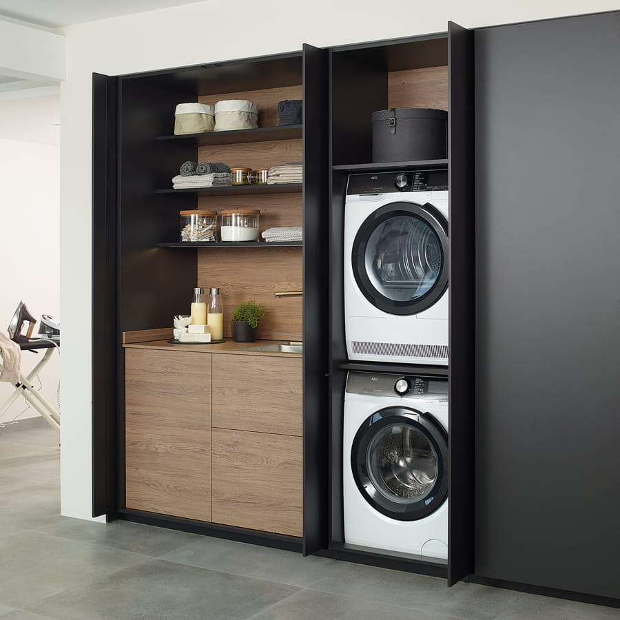 Armoire pour buanderie avec sèche-linge et lave-linge