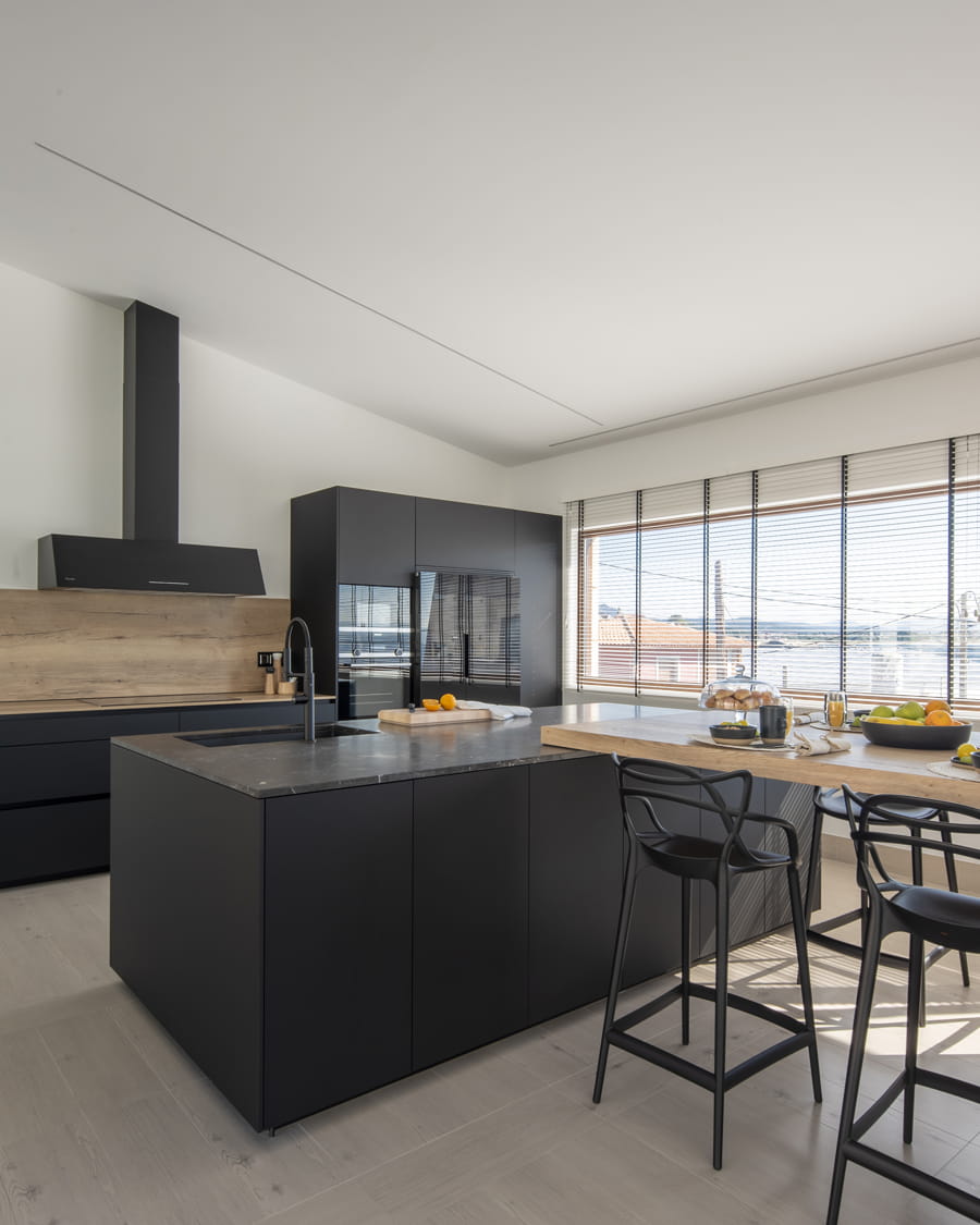 Îlot de cuisine avec table en bois Santos