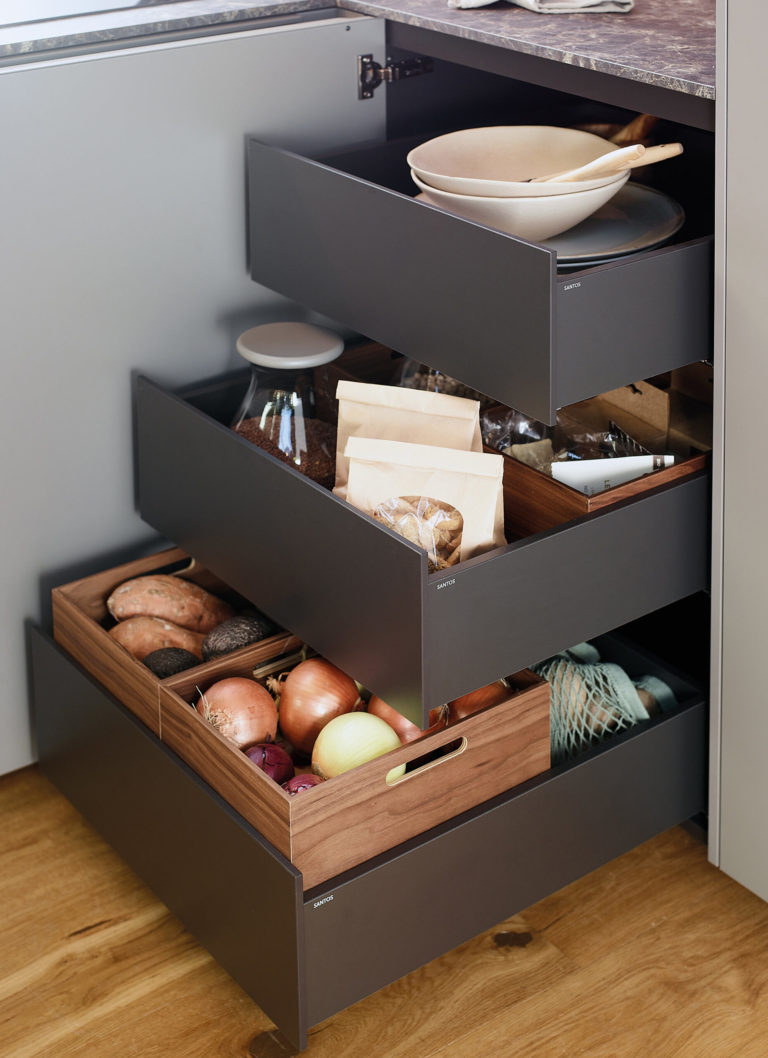 Muebles bajos cocina gris Santos