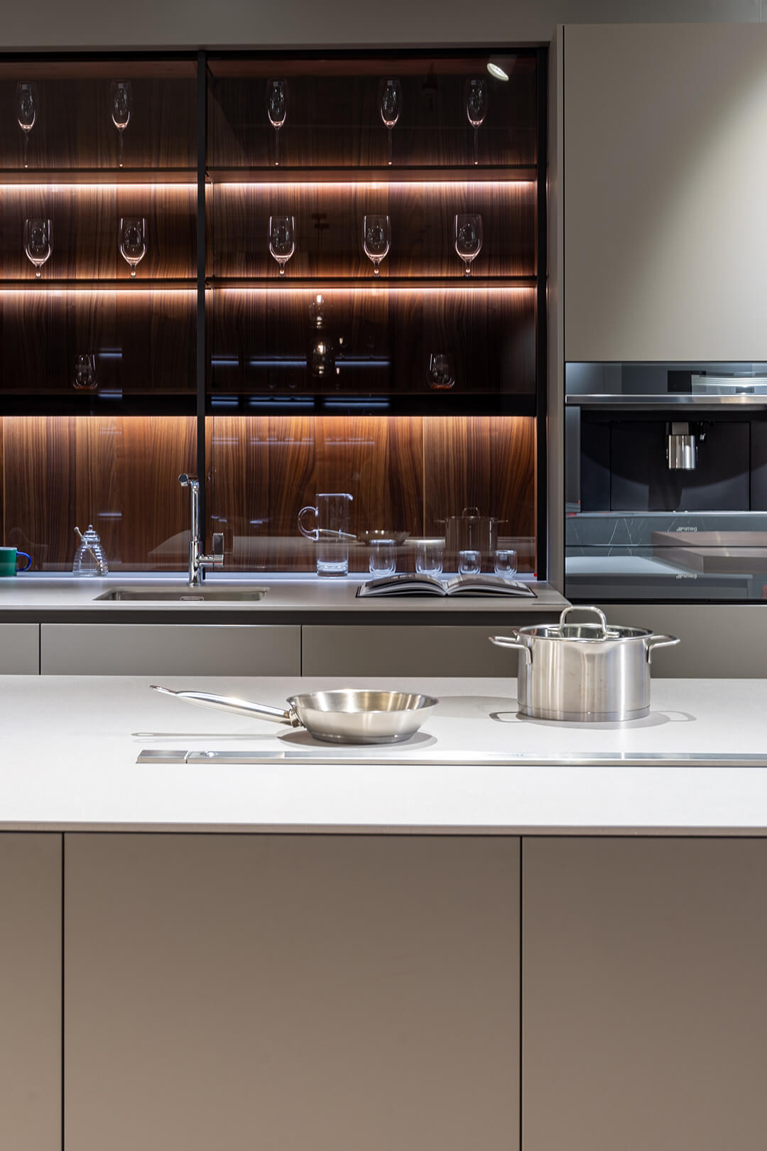 Silk grey kitchen finished in wood Santos Kitchens in Lima