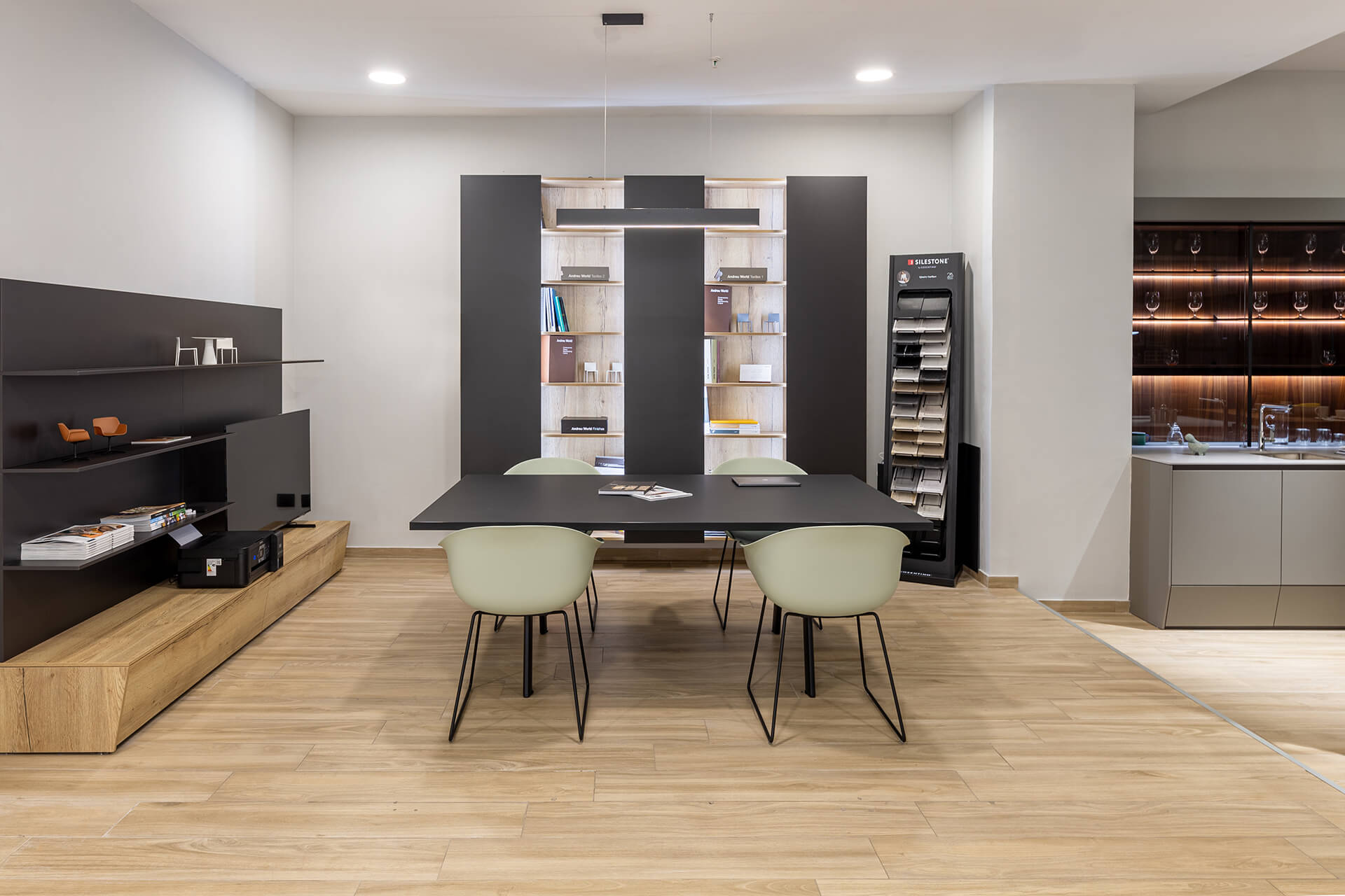 Study with Santos Living furniture in the new showroom in Lima