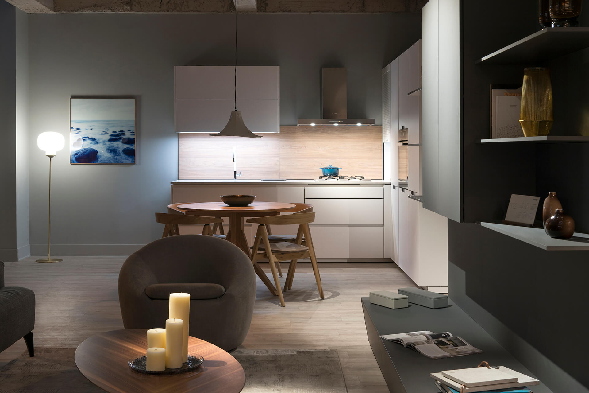 L-shaped white Santos kitchen in Chile