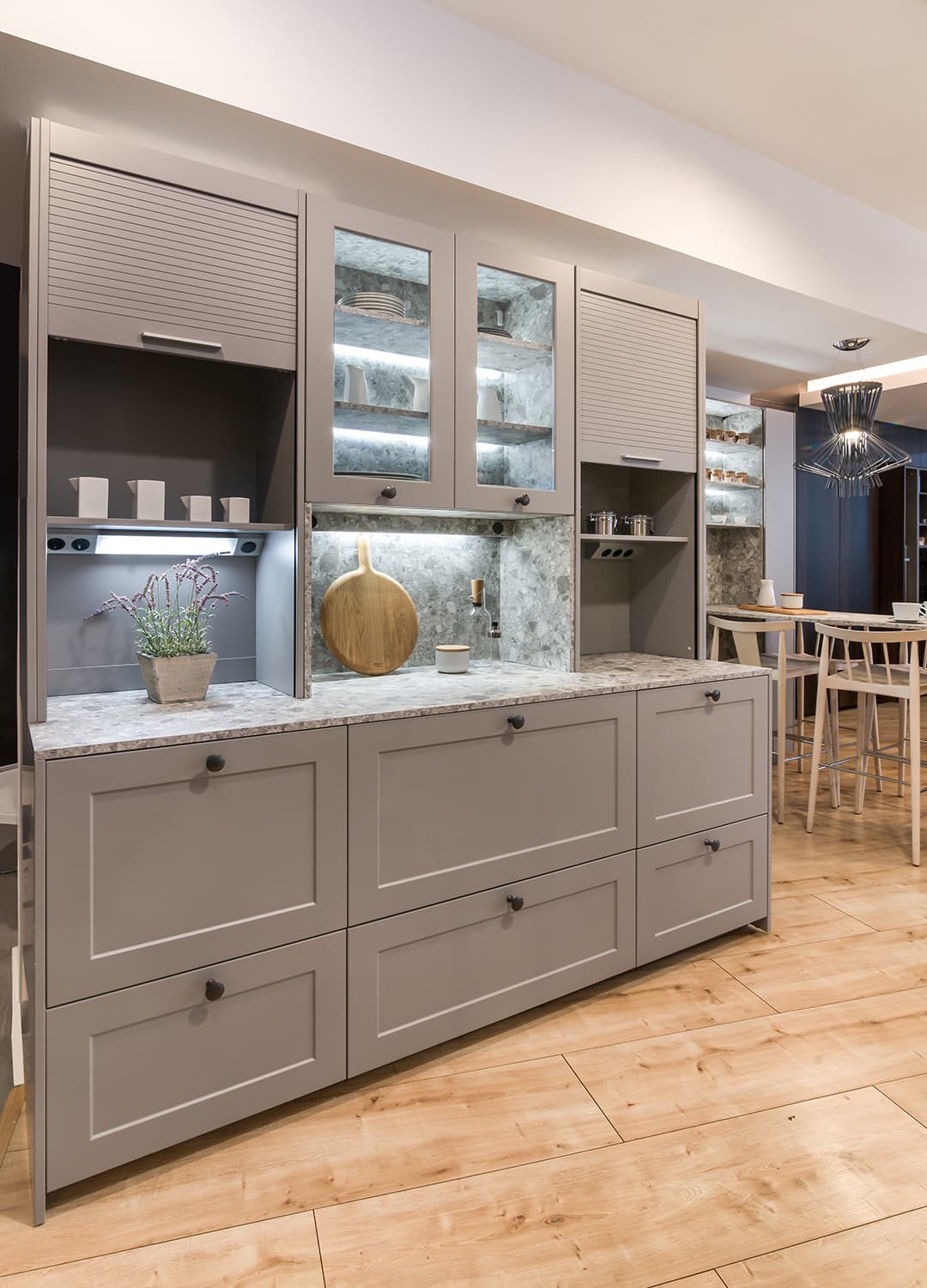 Cuisine grise Santos avec buffet