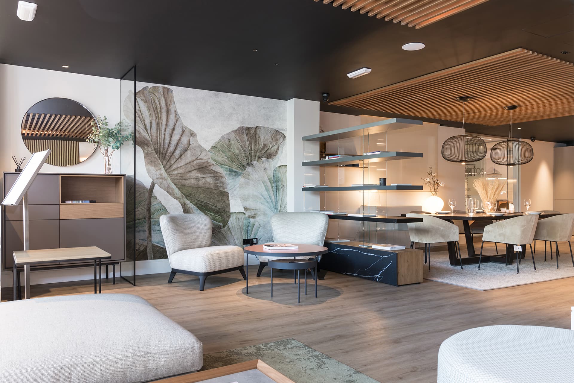 Meubles de salon Santos dans le showroom de Docrys
