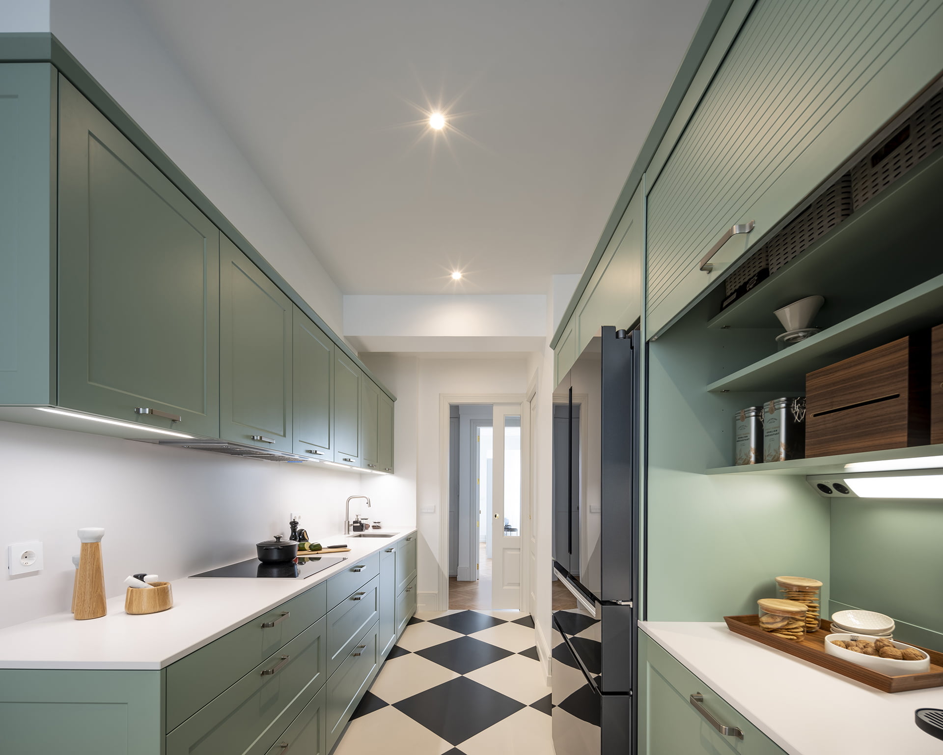 Cozinha verde, clássica e contemporânea Santos