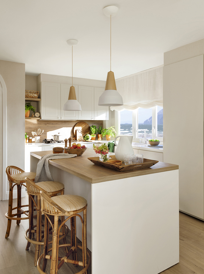 Cocina blanca Santos con isla