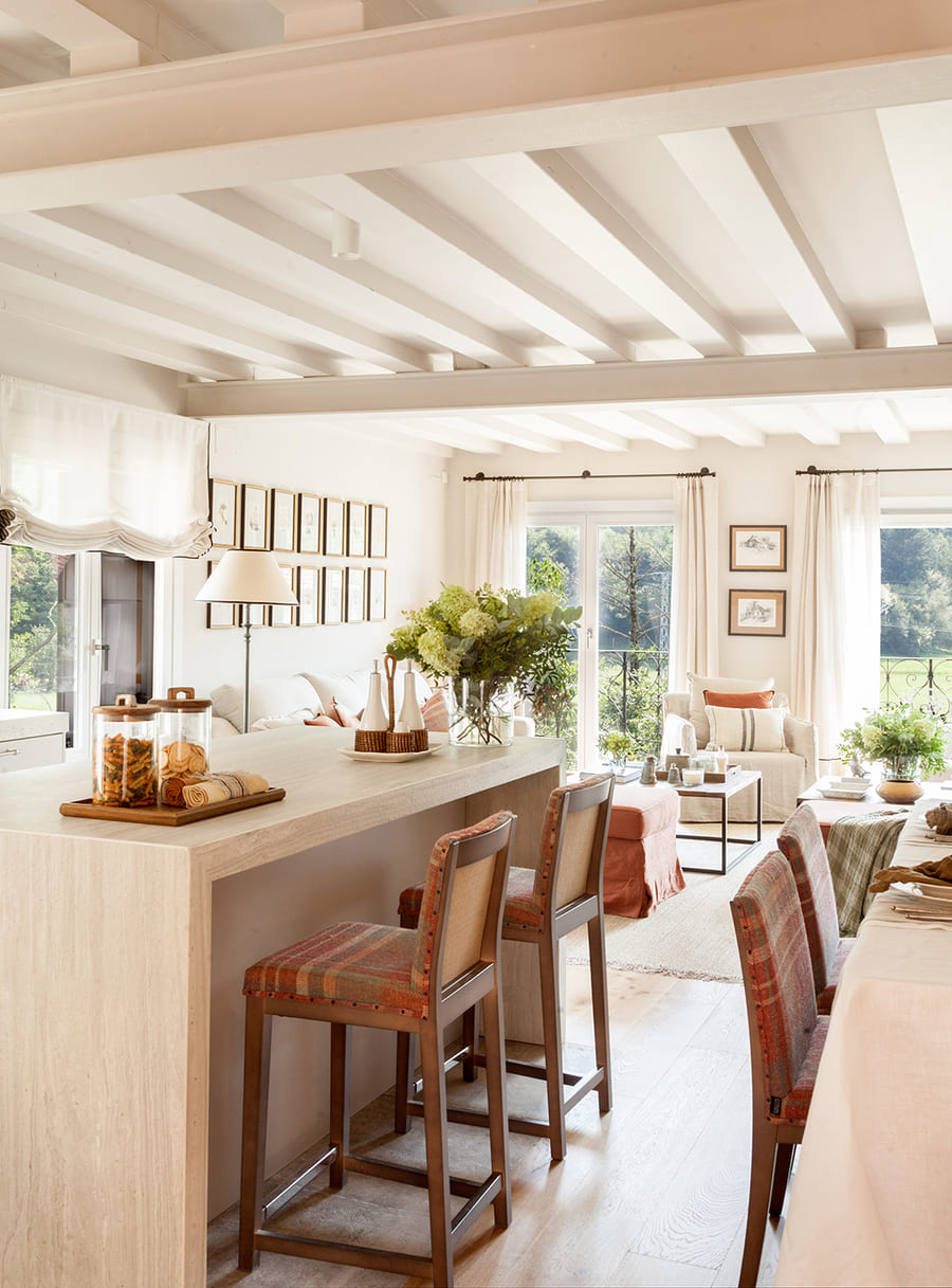 Cocina cashmere con L con isla Santos