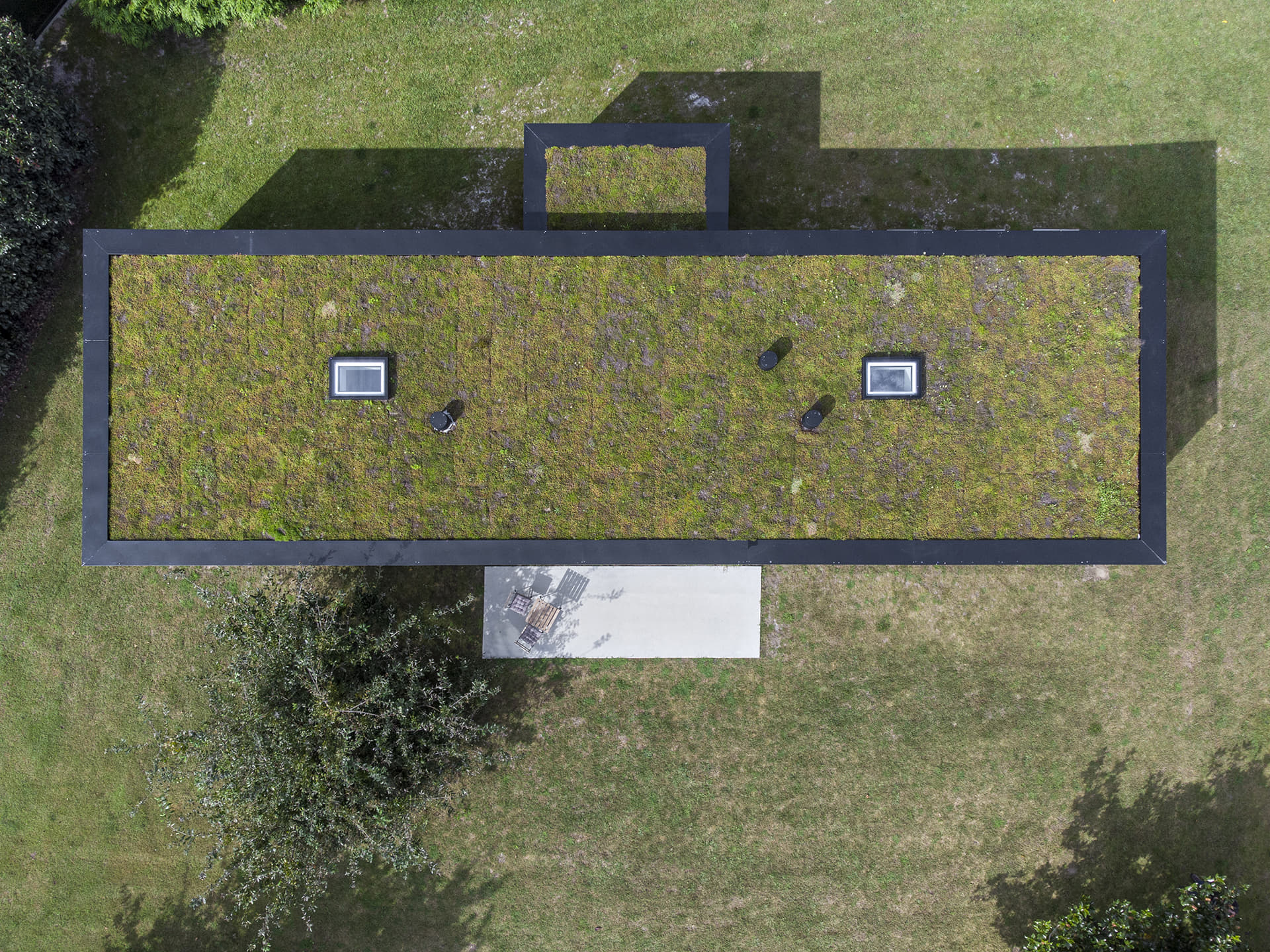 Vivienda con cubierta plana ajardinada