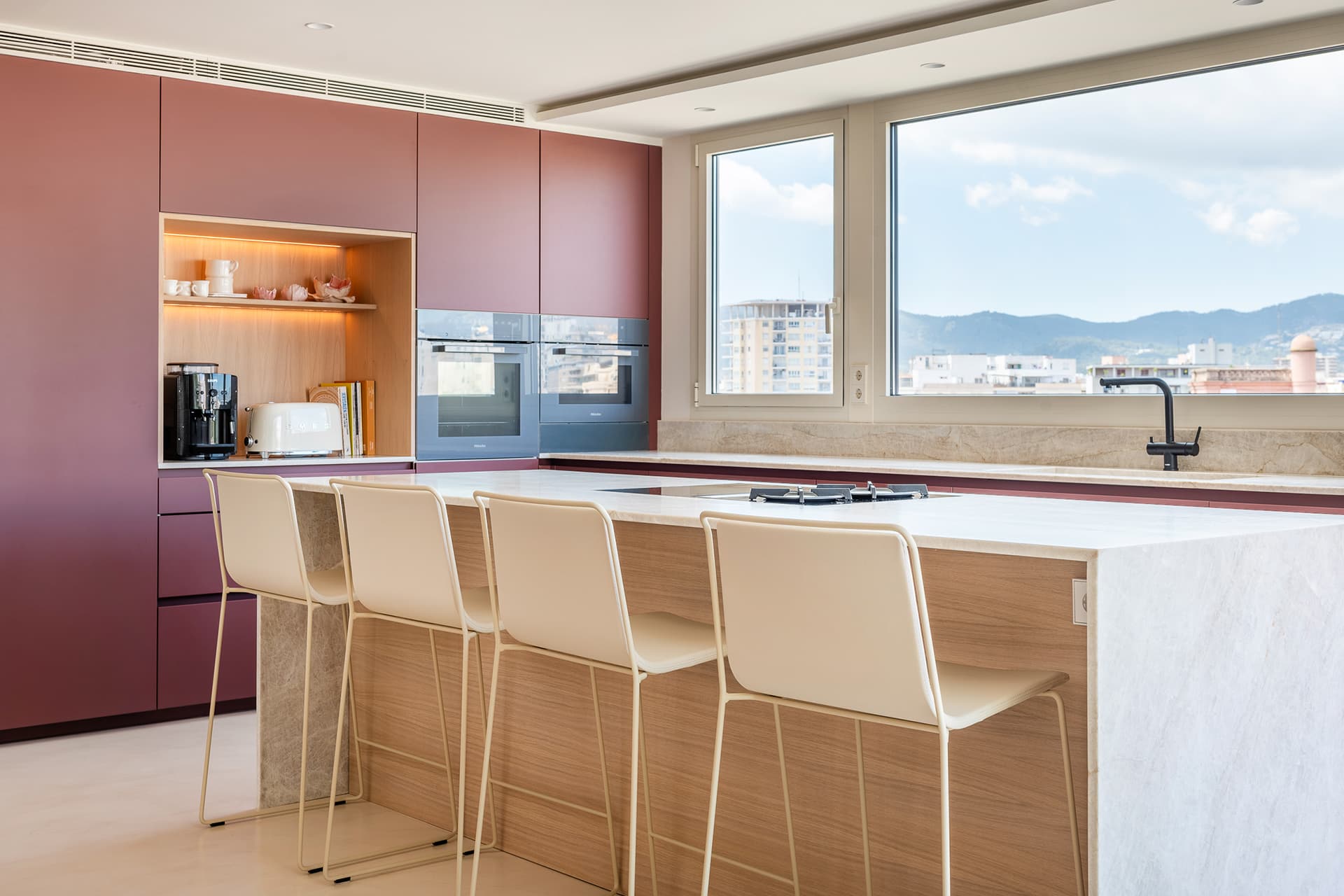 India Red Silk Matt Lisse kitchen designed by Santos Kitchens.
