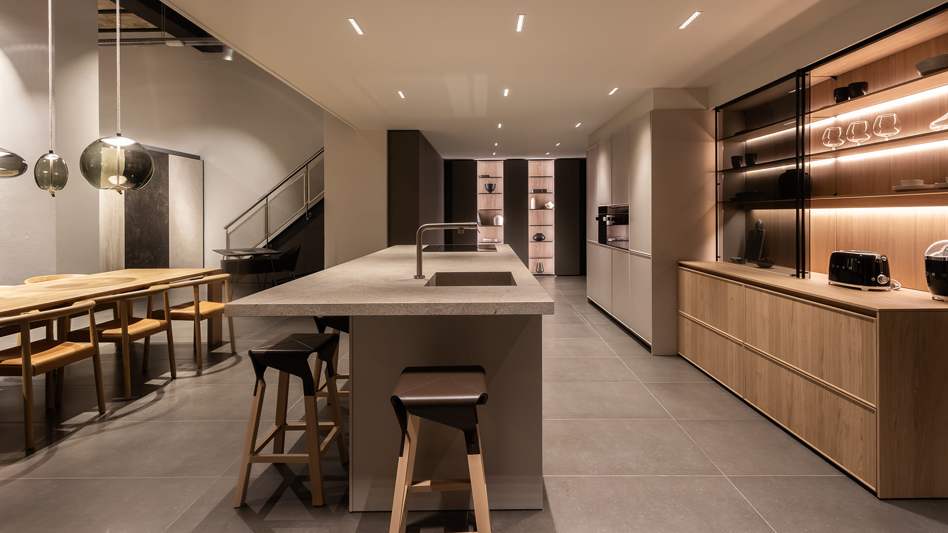 Cocina cashmere de Santos en la tienda de cocinas Santos de Girona.