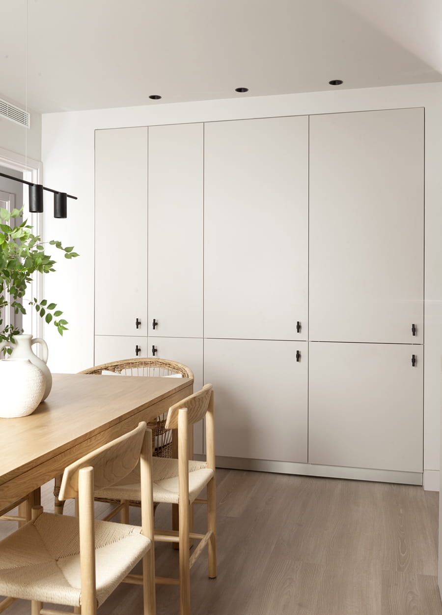Close-up of the cupboards in a Cashmere Santos kitchen.